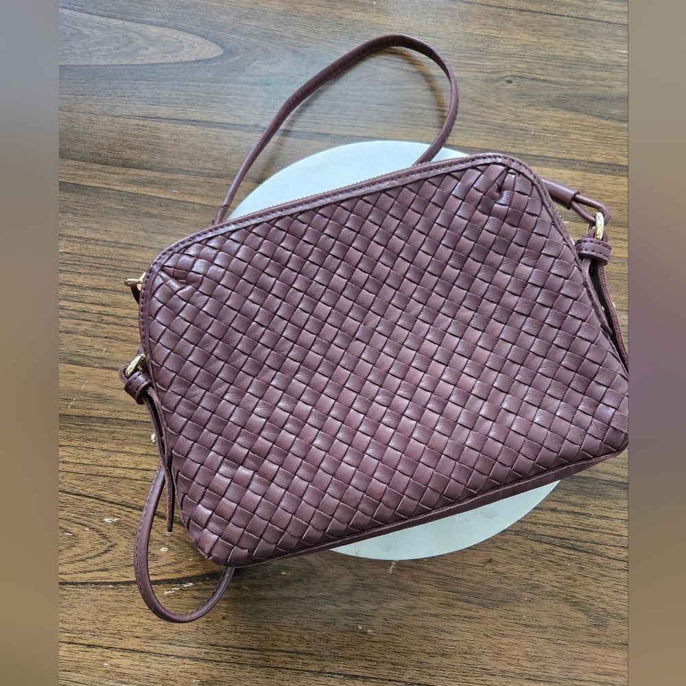 Margot Brown Woven Leather Crossbody Handbag